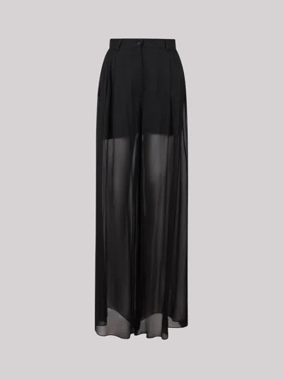 Dolce & Gabbana High-rise Silk-blend Wide-leg Pants In Black