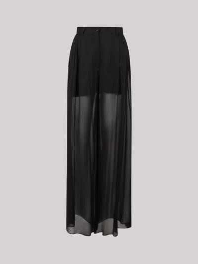 Dolce & Gabbana Loose Black Pants With Detachable Culottes In Stretch Silk Chiffon Woman
