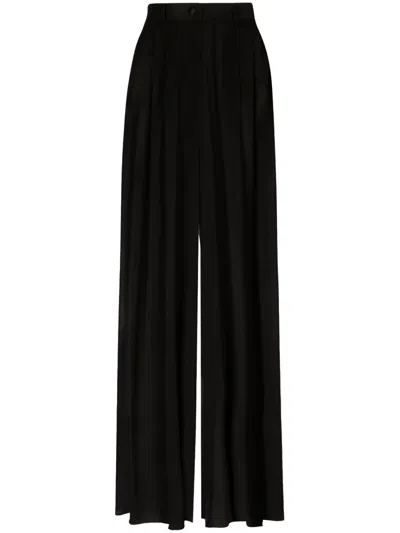 DOLCE & GABBANA WIDE-LEG STRETCH-SILK TROUSERS