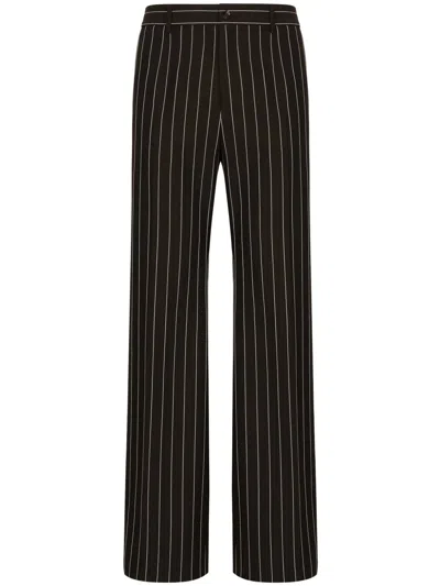 Dolce & Gabbana Wide-leg Virgin-wool Trousers In Black
