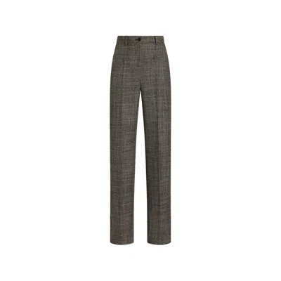 Dolce & Gabbana Wide Leg Virgin Wool Trousers In Gray