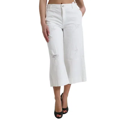 Dolce & Gabbana Wide-leg Cropped Cotton-stretch Jeans In White