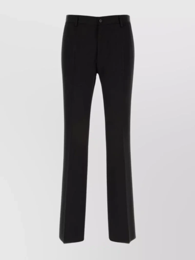 DOLCE & GABBANA WIDE-LEG WOOL TROUSERS WITH IRONED PLEATS