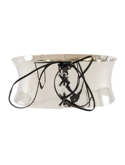 Pre-owned Dolce & Gabbana Wide Metal Waist Belt In Silver