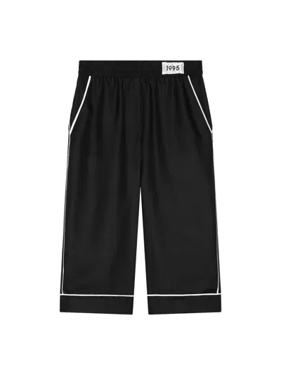 Dolce & Gabbana Silk Wide Pants For Girls In Black