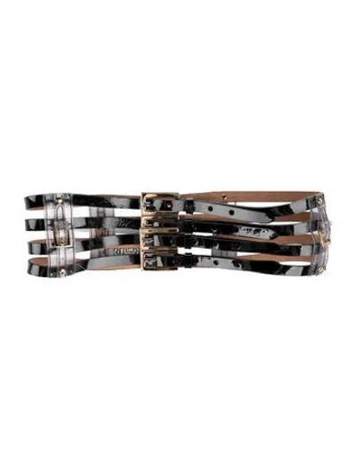 Pre-owned Dolce & Gabbana Wide Patent Leather Waist Belt In Black