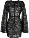 Dolce & Gabbana Wide-sleeve Lace Minidress In Black