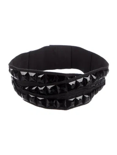 Pre-owned Dolce & Gabbana Wide Studded Accents Waist Belt W/ Tags In Black