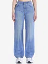 Dolce & Gabbana Blue Five Pocket Jeans With Metallic Logo Patch On The Back In Denim Woman In Light Blue