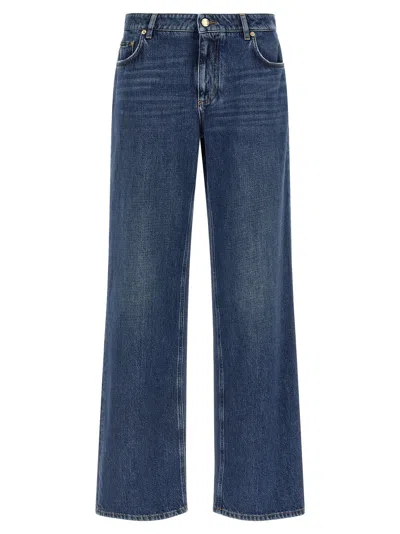 Dolce & Gabbana Wide-leg Pure Cotton Jeans In Blue