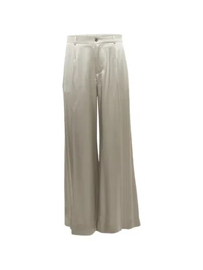 Pre-owned Dolce & Gabbana Wide-leg Silk Trousers In Gray