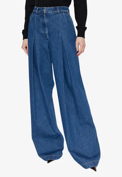 Dolce & Gabbana Wide-leg Washed Jeans In Blue