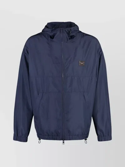 DOLCE & GABBANA WINDBREAKER JACKET WITH ADJUSTABLE DRAWSTRING AND HOOD