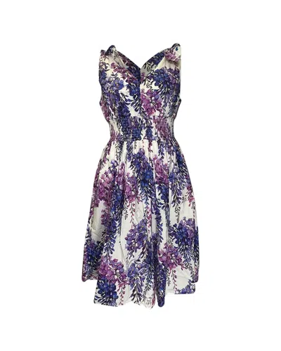 Pre-owned Dolce & Gabbana Wisteria Midi Dress, Size It 42 (authentic Pre-loved)