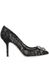 Dolce & Gabbana Rainbow Lace 90mm Brooch-detail Pumps In Black