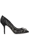 Dolce & Gabbana Rainbow Lace 90mm Brooch-detail Pumps In Black