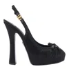 Dolce & Gabbana Satin Slingback Platform Shoes In Black