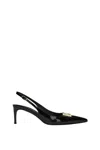 Dolce & Gabbana Black Leather Pointed Toe Slingback Heels In Black