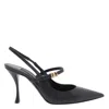 Dolce & Gabbana Pointed Toe Slingbacks With Delicate Ankle Strap In Black