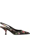 Dolce & Gabbana Women Lollo Slingback In Printed Leather In Black