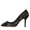 Dolce & Gabbana Rainbow Lace 90mm Brooch-detail Pumps In Nero Scuri