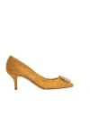 Dolce & Gabbana Lace Rainbow Pumps With Brooch Detailing In Dark Yellow