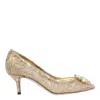 Dolce & Gabbana Lurex Lace Rainbow Pumps With Brooch Detailing In Gold