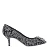 Dolce & Gabbana Bellucci 60 Lurex Lace Pumps With Brooch Detail In Grey