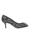 Dolce & Gabbana Bellucci 60 Lurex Lace Pumps With Brooch Detail In Grey