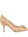 Dolce & Gabbana Powder Silk Calf Leather Heels In Gold