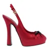 Dolce & Gabbana Satin Pumps With Platform Sole And Bow Detail In Red