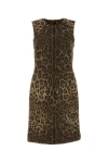Dolce & Gabbana Jacquard Leopard Wool Midi Dress In Multicolor