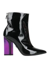 Dolce & Gabbana Purple Black Pointed Ankle Boots Shoes In Black
