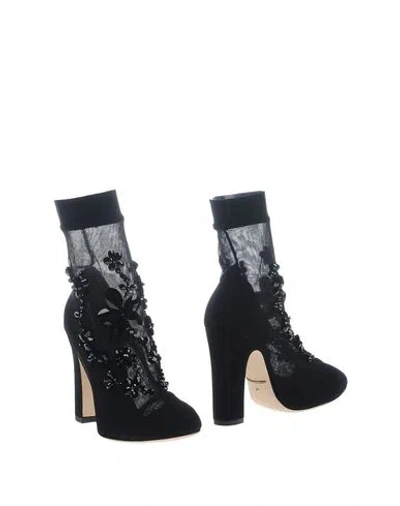 Dolce & Gabbana Woman Ankle Boots Black Size 6 Polyamide, Goat Skin, Elastane