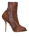 Dolce & Gabbana Woman Ankle Boots Brown Size 5.5 Polyamide, Viscose, Elastane, Silk, Leather In Brown