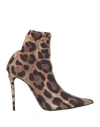 Dolce & Gabbana Woman Ankle Boots Camel Size 6 Textile Fibers In Sand