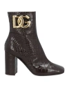 Dolce & Gabbana 90mm Logo-plaque Leather Ankle Boots In Brown