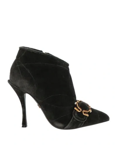 Dolce & Gabbana Woman Ankle Boots Dark Green Size 6.5 Cotton, Elastane