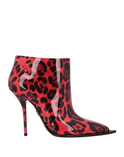 DOLCE & GABBANA DOLCE & GABBANA WOMAN ANKLE BOOTS RED SIZE 7 LEATHER
