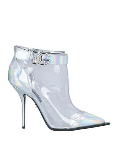 Dolce & Gabbana Silver Iridescent Pvc Pointed Short Boots Shoes