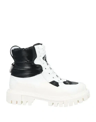 Dolce & Gabbana Woman Ankle Boots White Size 5.5 Polyester, Calfskin, Polyamide, Polyurethane