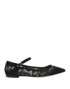 Dolce & Gabbana Black Taormina Lace Bellucci Flats Shoes In Black