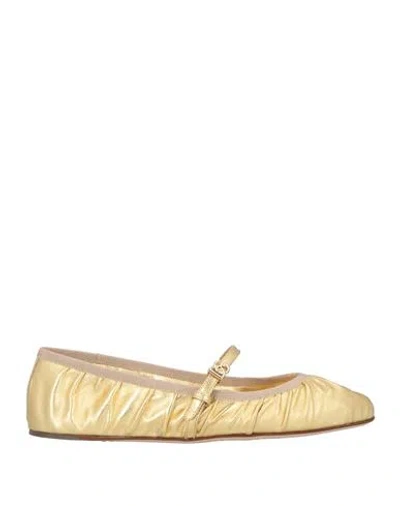 DOLCE & GABBANA DOLCE & GABBANA WOMAN BALLET FLATS GOLD SIZE 7.5 LEATHER
