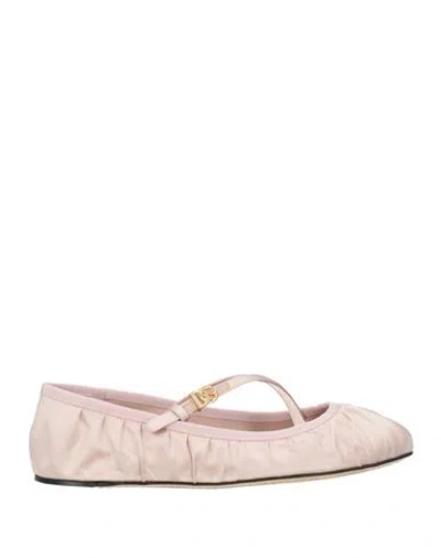 Dolce & Gabbana Woman Ballet Flats Light Pink Size 5.5 Viscose, Cotton, Silk