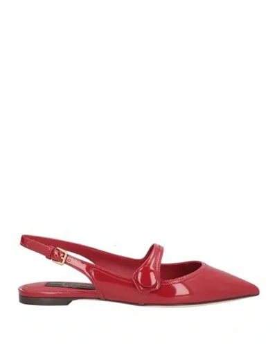 Dolce & Gabbana Woman Ballet Flats Red Size 7.5 Leather