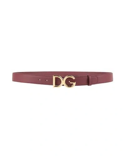 Dolce & Gabbana Woman Belt Chocolate Brown Size 42 Calfskin In Pink