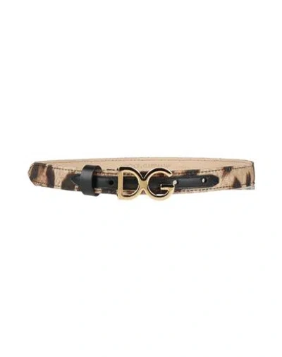 Dolce & Gabbana Woman Belt Khaki Size L Cotton, Silk, Calfskin, Viscose In Sand