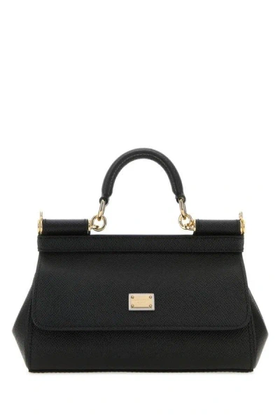 Dolce & Gabbana Black Leather Small Sicily Handbag In Multicolor