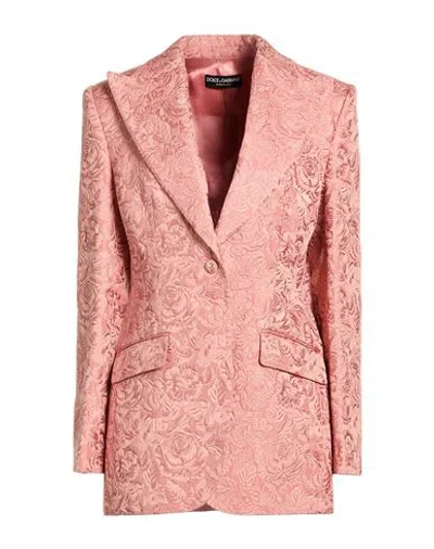 Dolce & Gabbana Woman Blazer Antique Rose Size 10 Cotton, Polyester, Silk In Pink