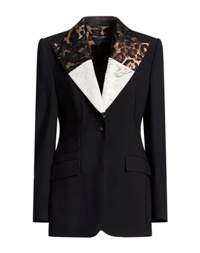 Dolce & Gabbana Woman Blazer Black Size 0 Virgin Wool, Synthetic Fibers, Wool, Silk